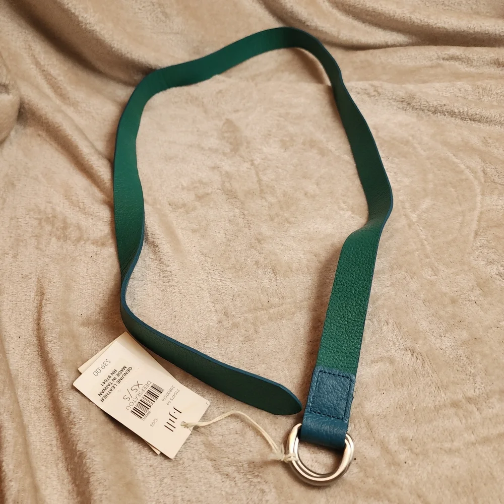 NWT J. Jill Genuine Leather Green Blue Teal D-ring Belt‎ 46